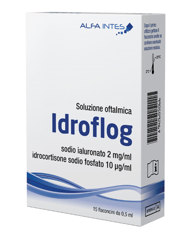 SOLUZIONE OFTALMICA IDROFLOG A BASE DI IALURONATO DI SODIO EIDROCORTISONE SODIO FOSFATO 15 FLACONCINI DA 0