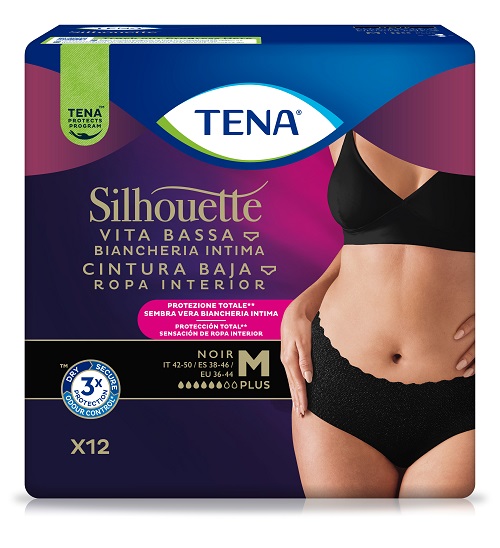 PANNOLONE A MUTANDINA ASSORBENTE TENA SILHOUETTE NOIR M VITABASSA 12 PEZZI