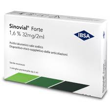 SIRINGA INTRA-ARTICOLARE SINOVIAL 32 ACIDO IALURONICO SALE SODICO 1,6% 32MG/2ML 3 SIRINGHE X 2ML + 3 AGHI
