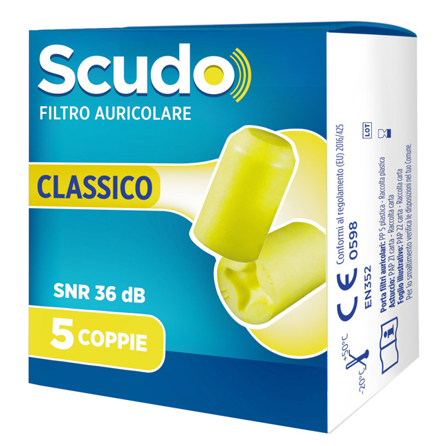 SCUDO FILTRO AURICOLARE CLASSICO SNR 36 DB 7-12MM 5 PAIA