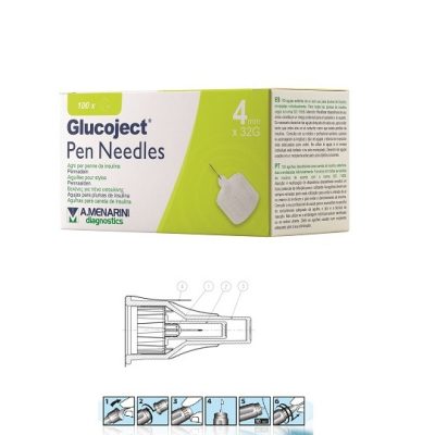 Ago per Penna da Insulina Glucoject 4mm Gauge 32 100 Pezzi