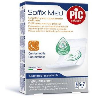 Cerotto Pic Soffix Med TNT Tampone Assorbente 5x7cm 5 Pezzi