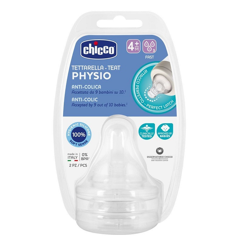 CHICCO TETTARELLA PERFECT 5 4M IN SILICONE 3 FORI 2 PEZZI
