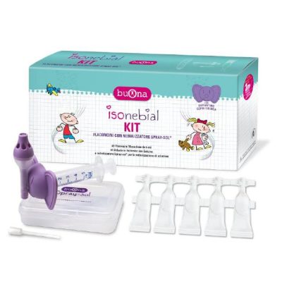 ISONEBIAL KIT PULIZIA CAVITA' NASALI 20 FLACONCINI MONODOSE5 ML + SIRINGA LUER LOCK SOFT-JECK + AGO CANNULA + NEBULIZZATORE SPRAY