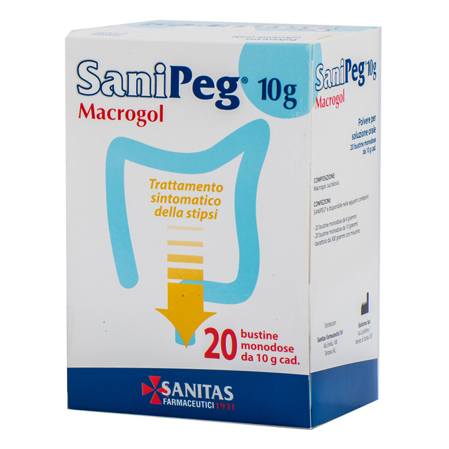 SANIPEG MACROGOL POLVERE PER SOLUZIONE ORALE 20 BUSTE DA 10G
