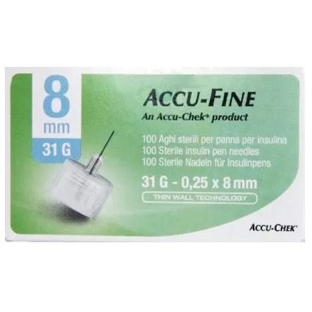 Ago per Penna Insulina Accu-Fine Gauge 31x8mm 100 Pezzi