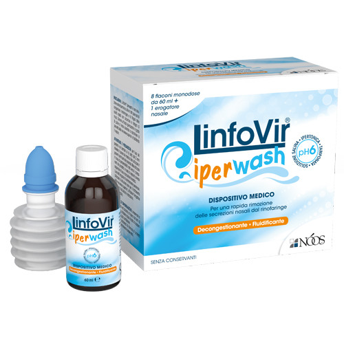 LINFOVIR IPERWASH SOLUZIONE SALINA IPERTONICA TAMPONATA 8 FLACONI DA 60 ML + 1 EROGATORE NASALE