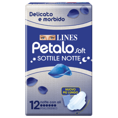 LINES PETALO SOFT SOTTILE NOTTE CON ALI IPOALLERGENICO 12 PEZZI