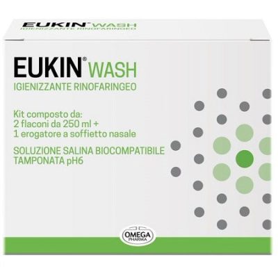 EUKIN WASH IGIENIZZANTE RINOFARINGEO KIT 2 FLACONI DA 250 ML+ EROGATORE A SOFFIETTO NASALE