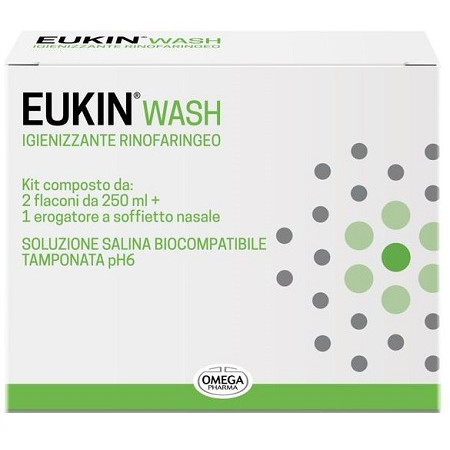 EUKIN WASH IGIENIZZANTE RINOFARINGEO KIT 2 FLACONI DA 250 ML+ EROGATORE A SOFFIETTO NASALE