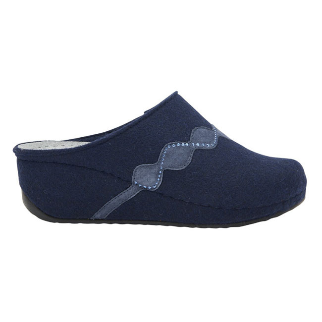 INVERNESS STRASS WEDGE WOOL+SUEDE PANTOFOLA WOMAN NAVY BLUE 37