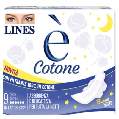 Lines È Cotone Ali Assorbente Esterno Notte 9 Pezzi