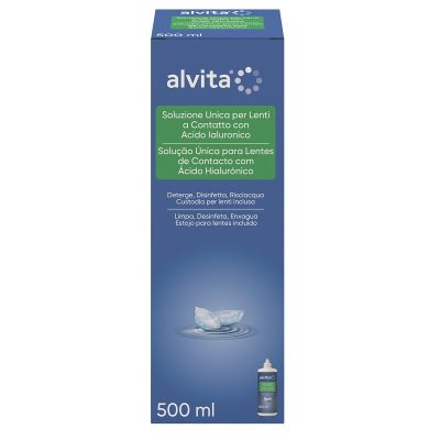 SOLUZIONE UNICA LENTI A CONTATTO CON ACIDO IALURONICO ALVITA 500 ML