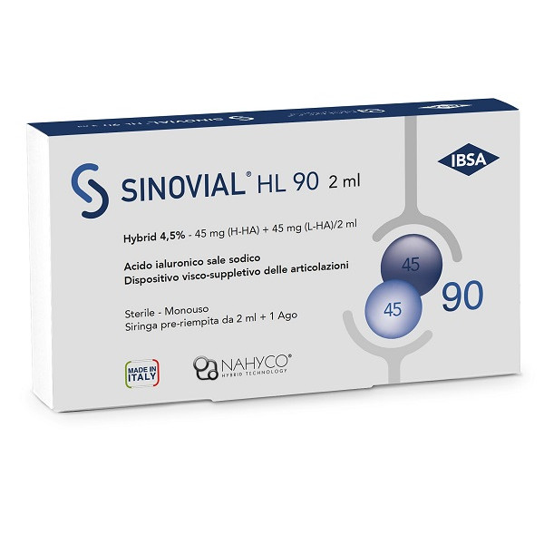 SIRINGA INTRA-ARTICOLARE SINOVIAL HL 90 ACIDO IALURONICO SALE SODICO 4,5% 45MG H-HA + 45MG H-HA/2ML 2 ML