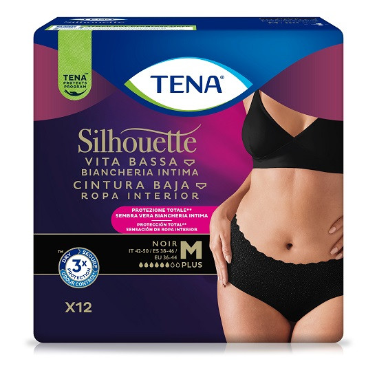 Tena Silhouette Noir Vita Bassa Taglia M 12 pezzi