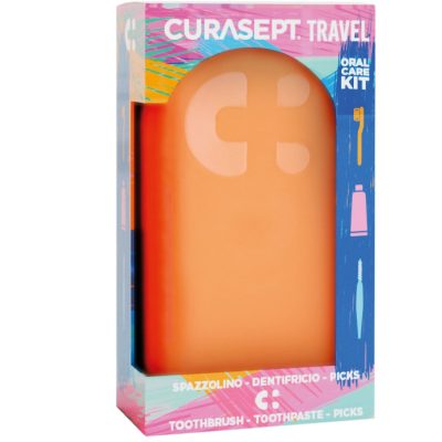 CURASEPT TRAVEL ARANCIO 1 SPAZZOLINO + 1 DENTIFRICIO 20 ML +3 PICKS