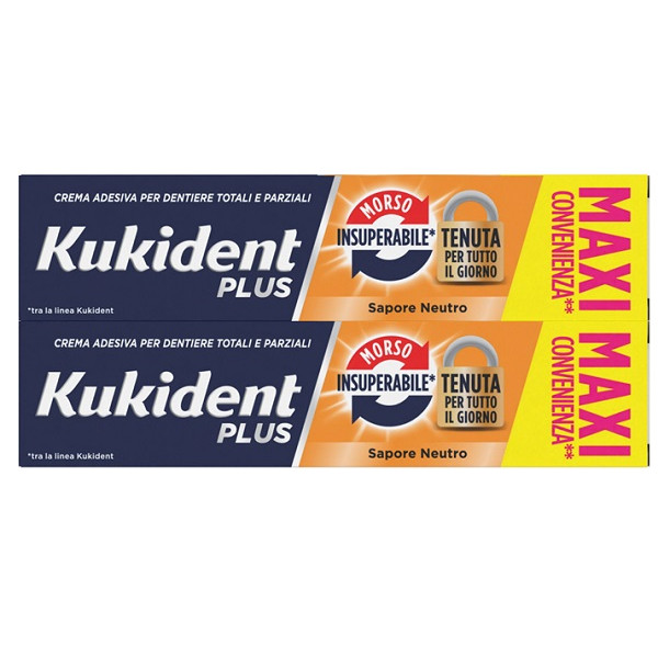 Kukident Bipacco Morso Insuperabile Crema Adesiva Dentiere 57 g x 2