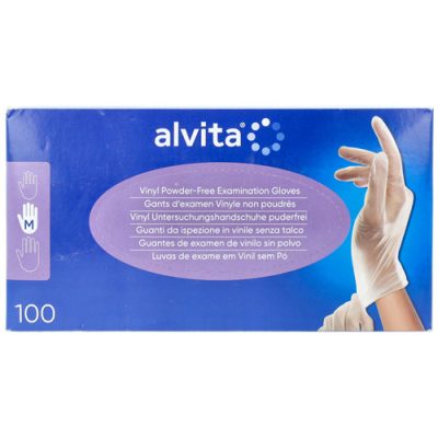 GUANTI DA ISPEZIONE ALVITA IN VINILE SENZA TALCO M 100 PEZZI