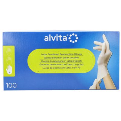 GUANTI DA ISPEZIONE ALVITA IN LATTICE TALCATI L 100 PEZZI