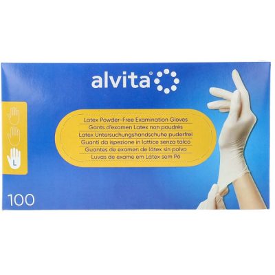 GUANTI DA ISPEZIONE ALVITA IN LATTICE SENZA TALCO L 100 PEZZI