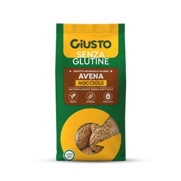 GIUSTO SENZA GLUTINE BISCOTTI AVENA & NOCCIOLE 200 G VEGAN,SENZA UOVA E NATURALMENTE SENZA LATTOSIO