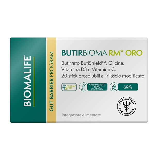 BIOMALIFE BUTIRBIOMA RM ORO 20 STICK OROSOLUBILI SENZA EDULCORANTI SENZA ZUCCHERI AGGIUNTI SENZA GLUTINE NATURALMENTE PRIVO DI LATTOSIO