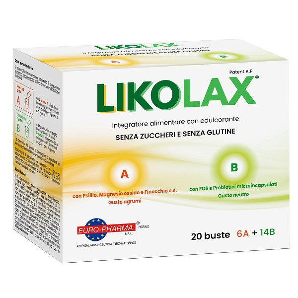 LIKOLAX 6 BUSTINE A 5 G GUSTO AGRUMI + 14 BUSTINE B 3 G GUSTO NEUTRO SENZA GLUTINE