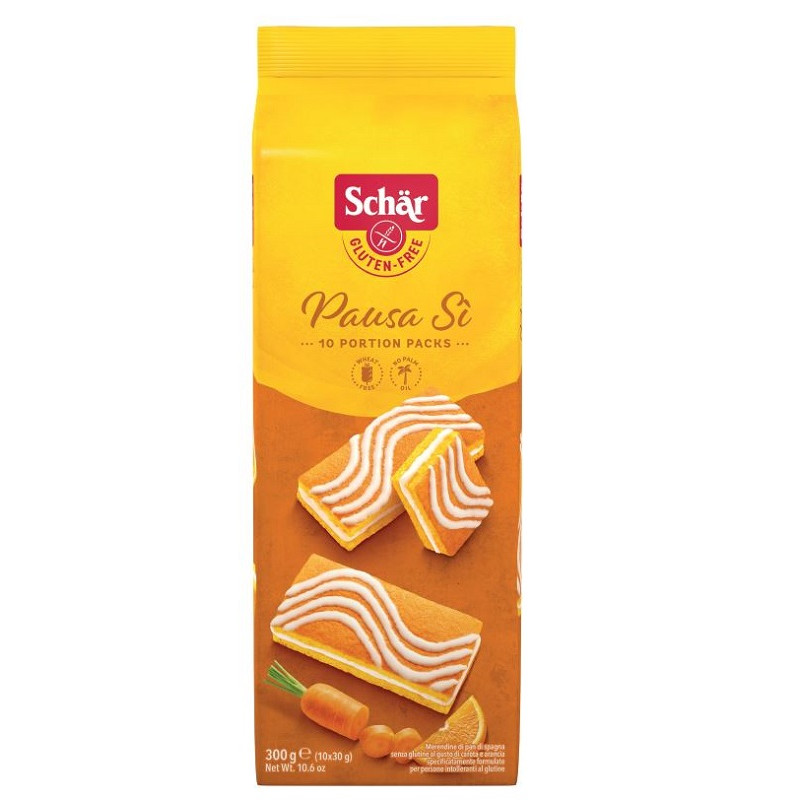 SCHAR PAUSA SI' MERENDINE DI PAN DI SPAGNA AL GUSTO DI CAROTA E ARANCIA 10 PORZIONI DA 30 G