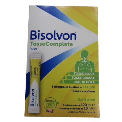 BISOLVON TOSSE COMPLETE POCKET SCIROPPO 12 BUSTINE DA 10 MLSENZA ZUCCHERO SENZA GLUTINE SENZA LATTOSIO